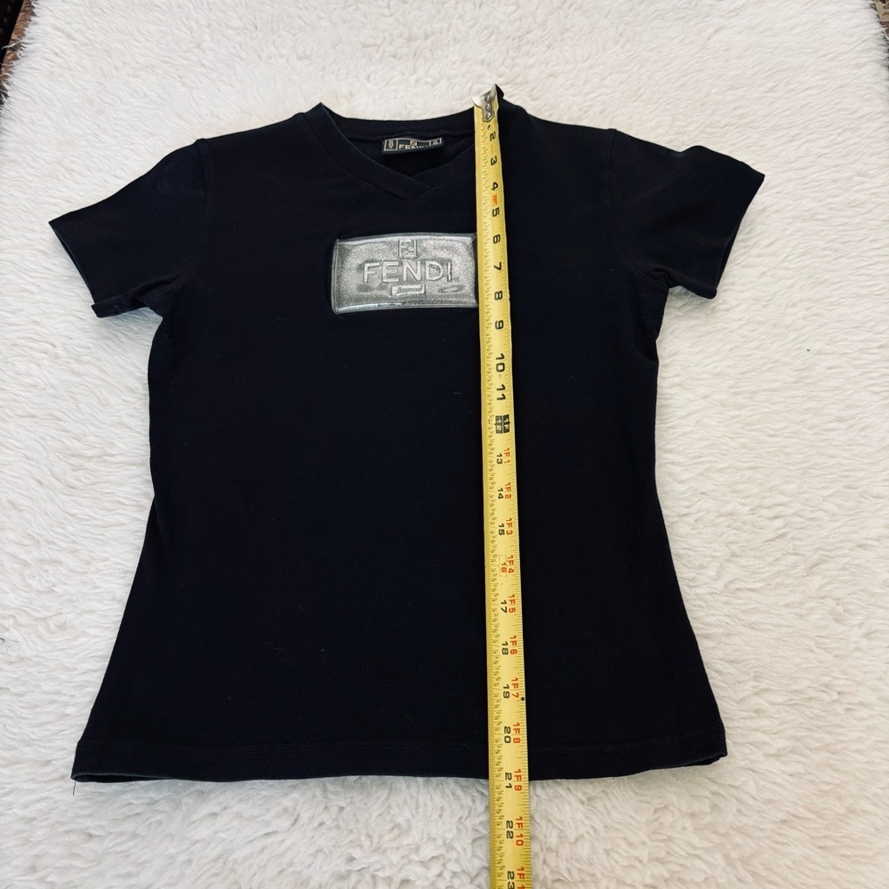Fendi Black Vintage Tee with Shimmering Logo size 42 US Small - Picture 7 of 16